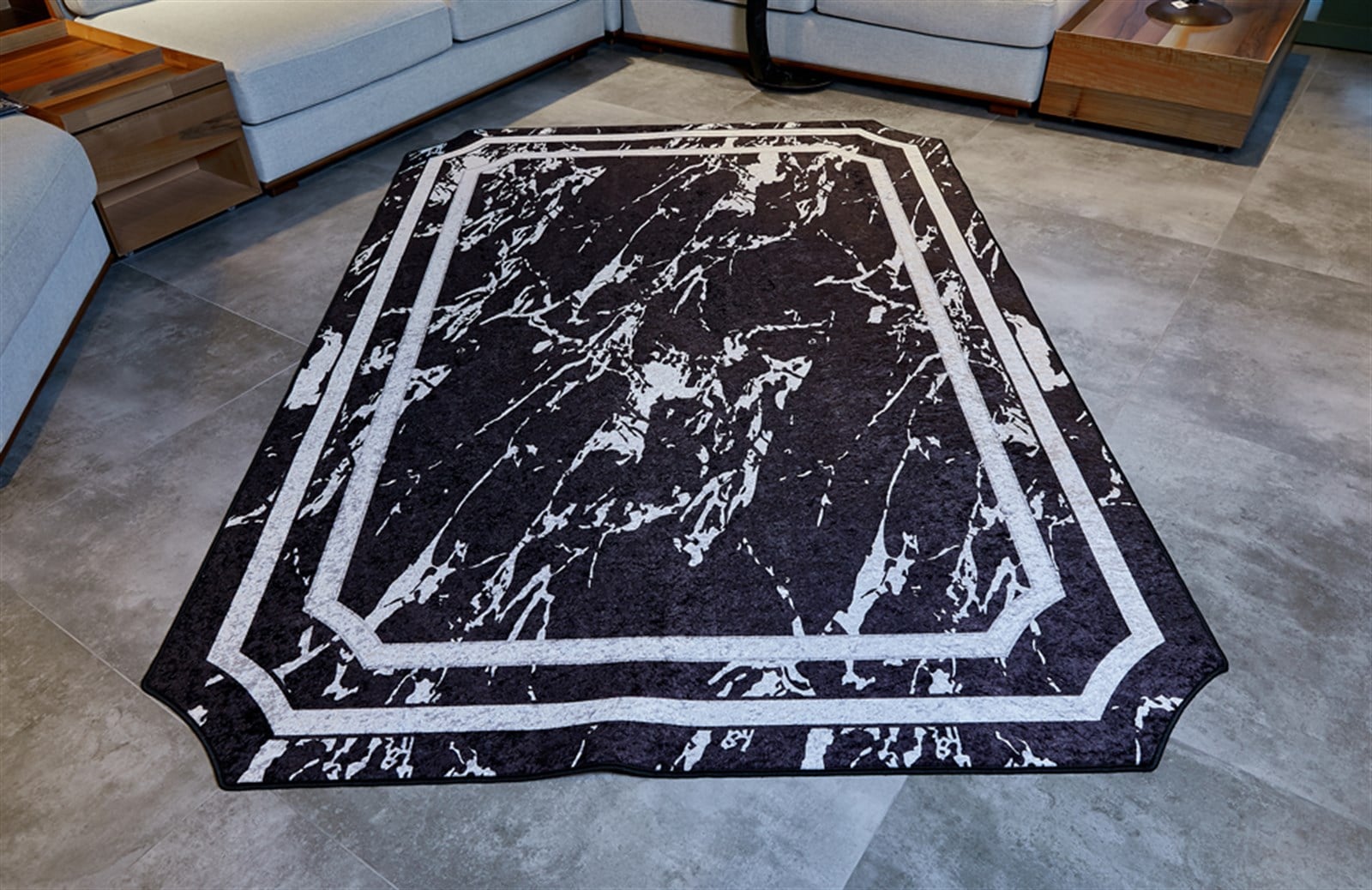 Siyah Mermer Desen Halı 190x300