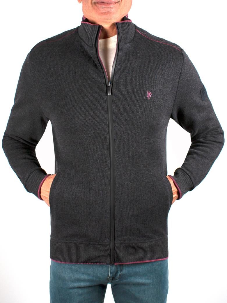 Dik Yaka Fermuarlı Pamuk Antrasit Sweatshirt