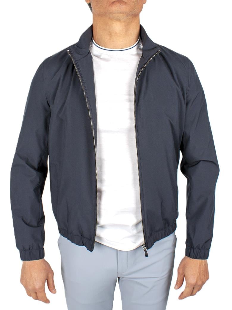 Dik Yaka Rüzgar Geçirmez İçi Pamuklu Lacivert Yazlık Mont