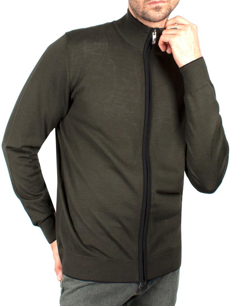 Fermuarlı Haki Yün Triko Kazak