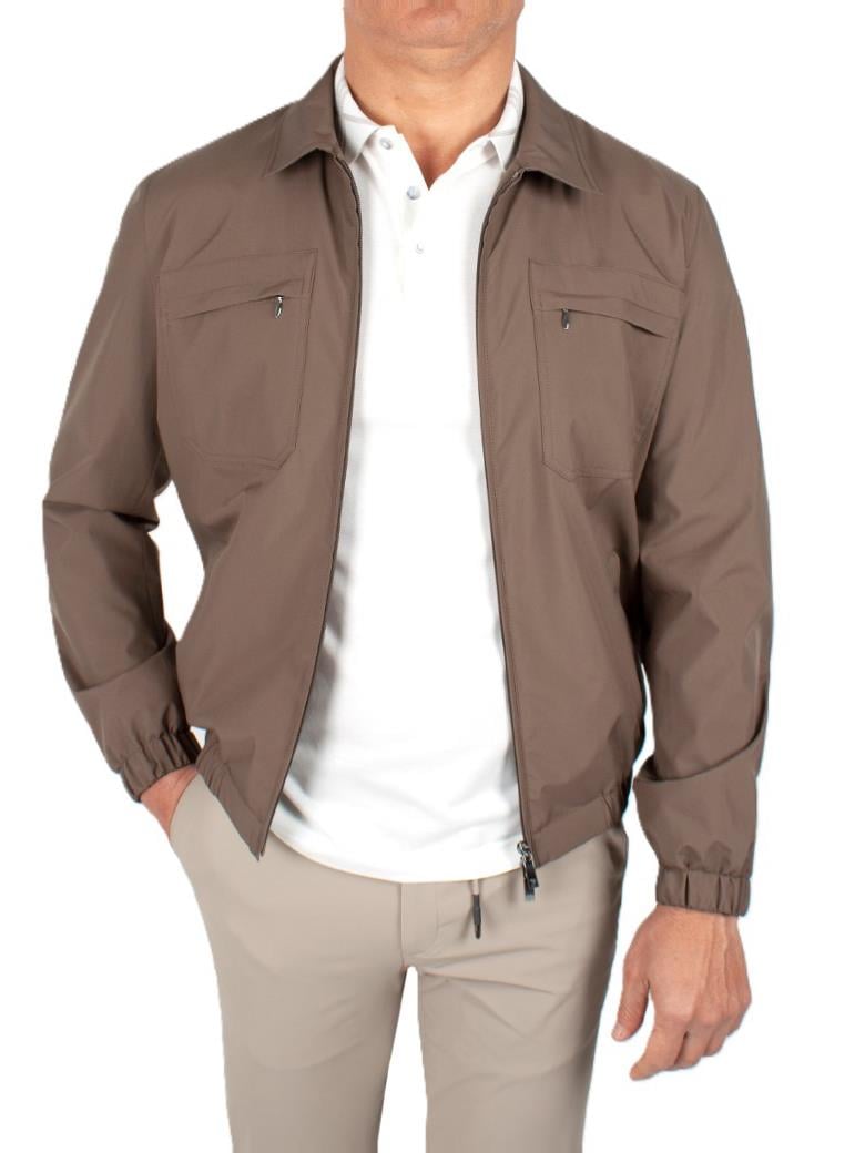 Gömlek Yaka Cep Fermuarlı Rüzgar Geçirmez İçi Pamuklu Kahve Yazlık Mont