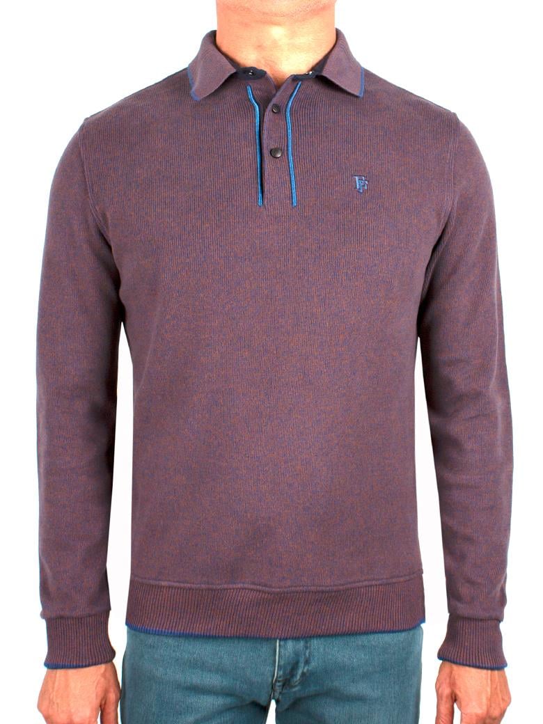 Polo Yaka Kahve Pamuk Sweatshirt