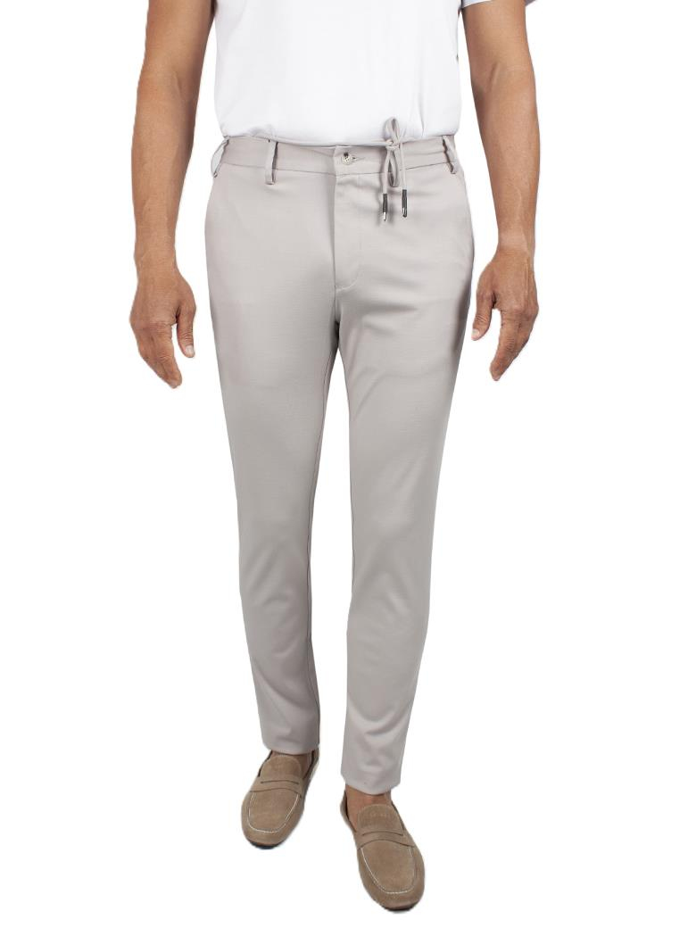 Regular Fit Beli Bağlamalı Rayon Karışımlı Esnek Bej Jogger Pantolon