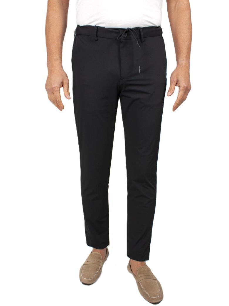 Regular Fit Beli Bağlamalı Yan Cepli Esnek Kendinden Fitilli Siyah Jogger Pantolon