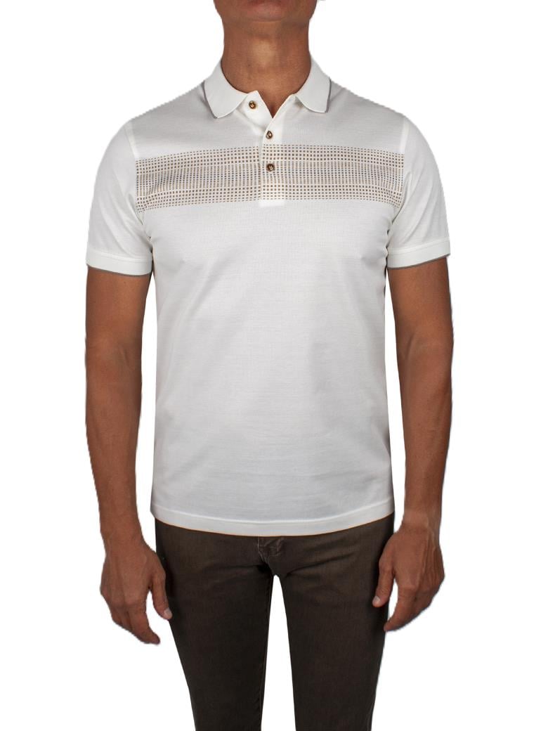 Regular Fit Desenli Merserize %100 Pamuk Ekru Polo Tişört