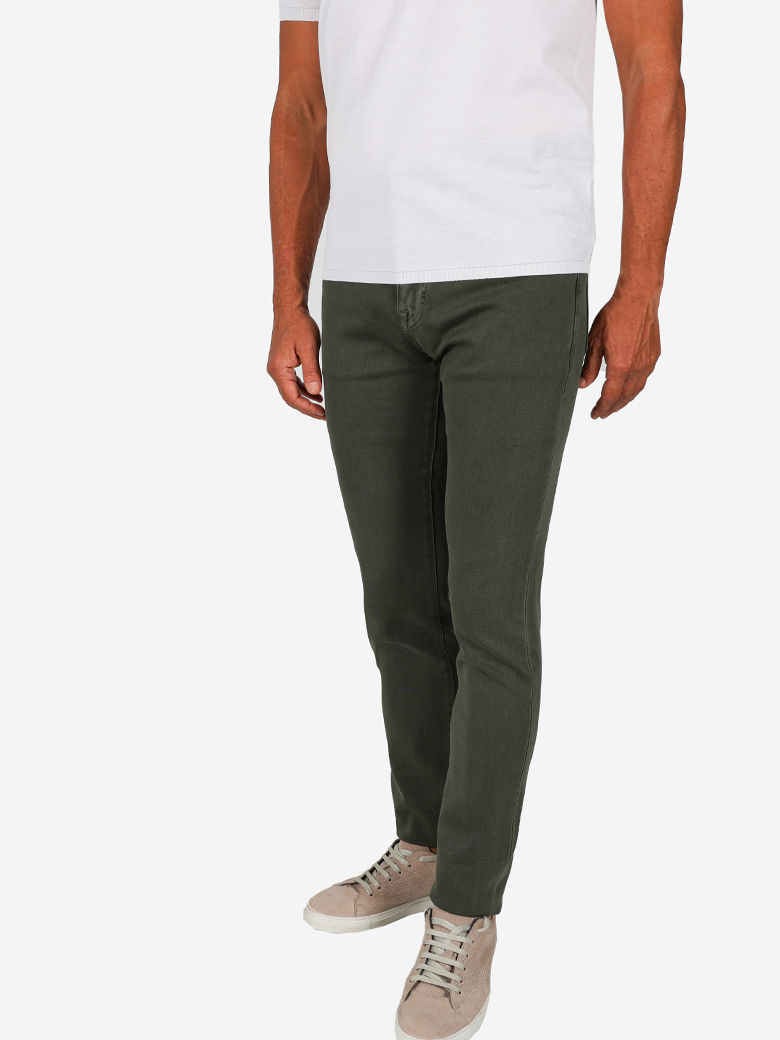 Regular Fit Likralı Haki Denim Kot Pantolon