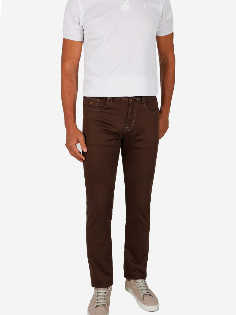 Regular Fit Likralı Kahve Denim Kot Pantolon