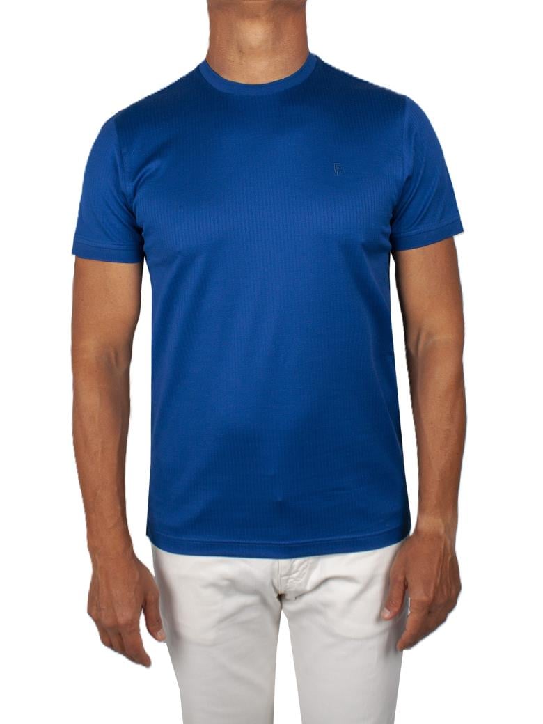 Regular Fit Merserize %100 Pamuk Saks Bisiklet Yaka Tişört