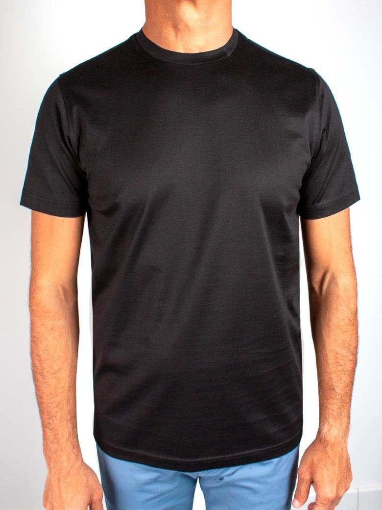 Regular Fit Merserize %100 Pamuk Siyah Bisiklet Yaka Tişört