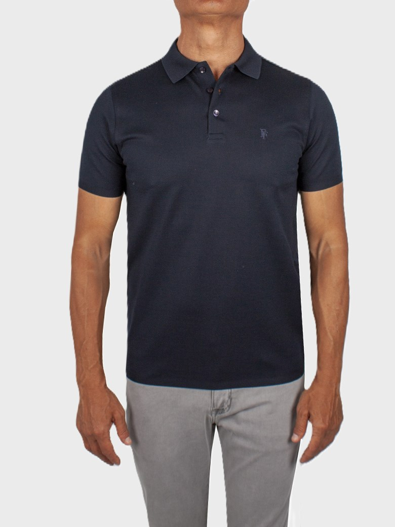 Regular Fit Merserize Lacivert Polo Yaka Tişört