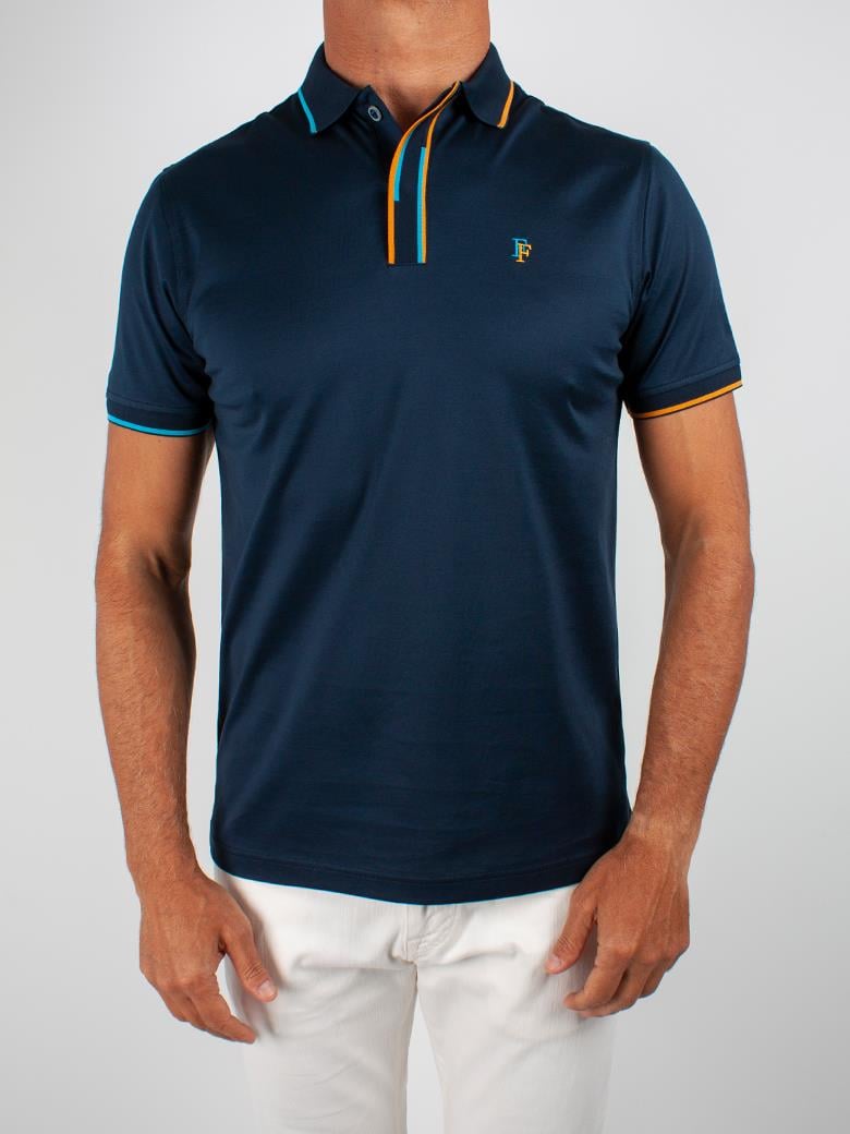 Regular Fit Yaka Detaylı Merserize %100 Pamuk Lacivert Polo Tişört