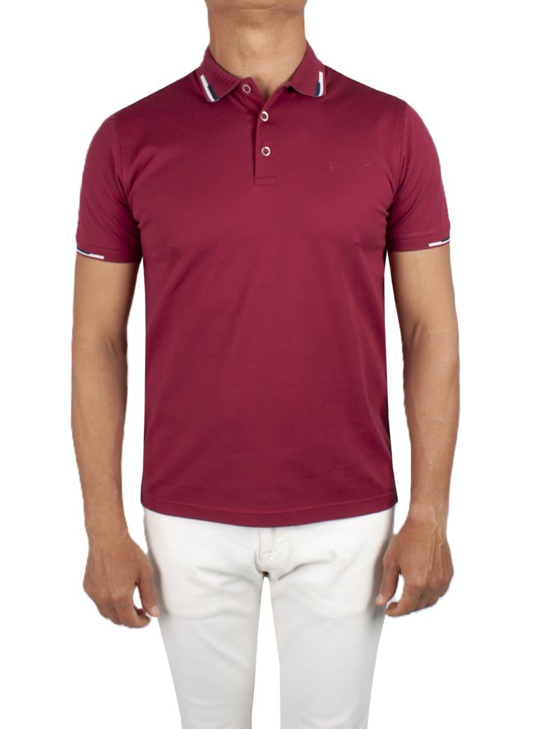 Regular Fit Yaka Detaylı Merserize %100 Pamuk Bordo Polo Tişört