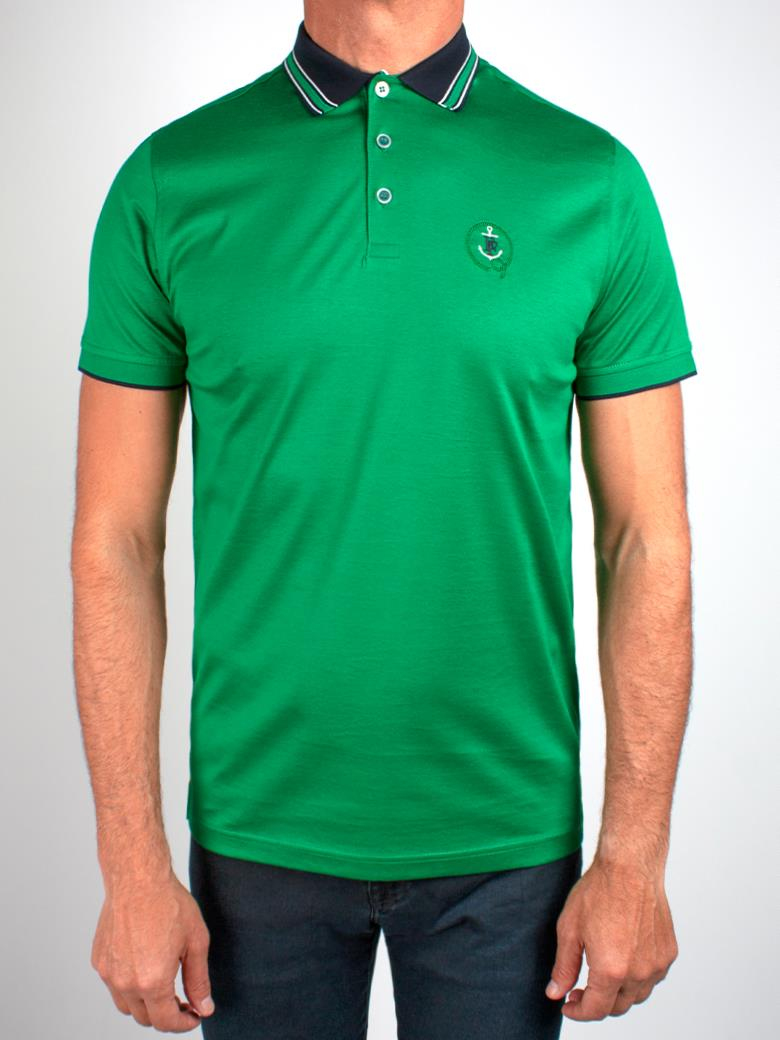 Regular Fit Yaka Detaylı Merserize %100 Pamuk Yeşil Polo Tişört