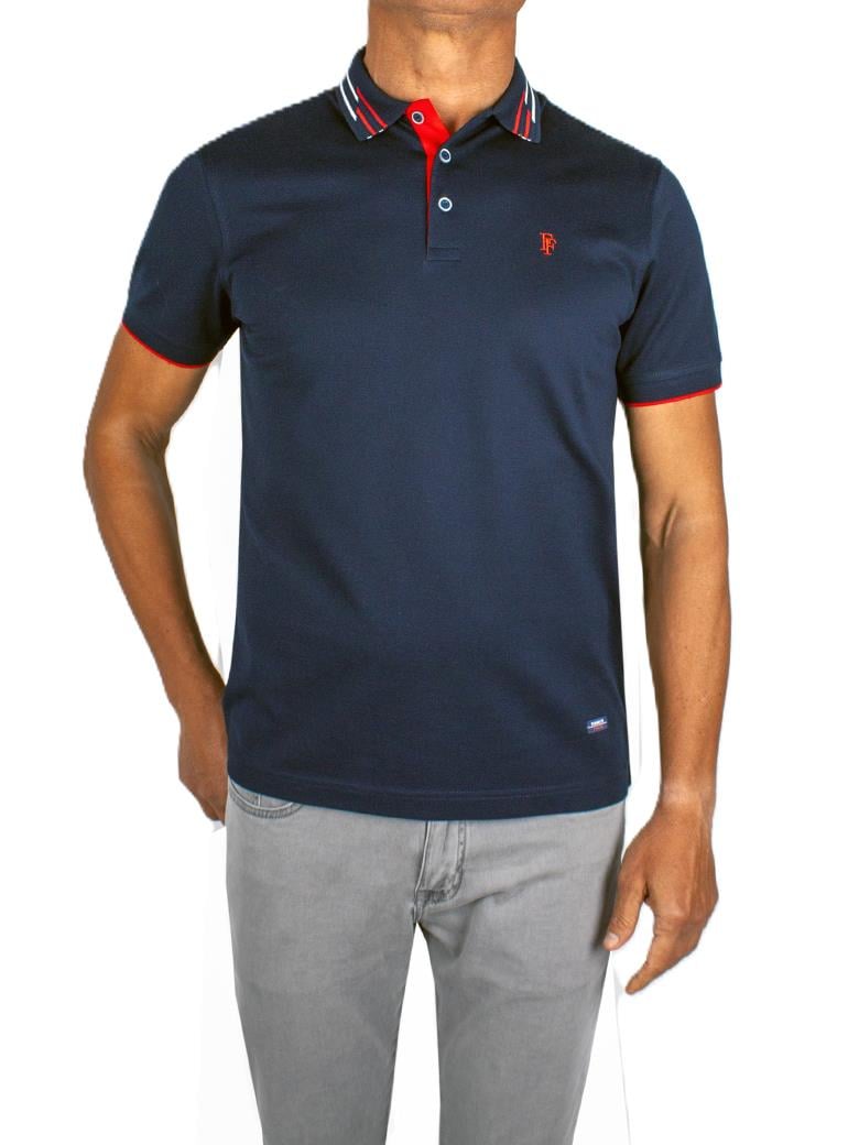 Regular Fit Yaka Detaylı Merserize %100 Pamuk Koyu Lacivert Polo Tişört