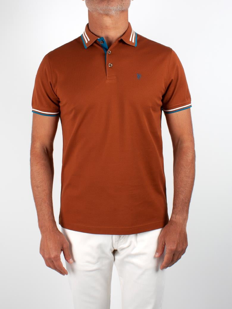 Regular Fit Yaka Detaylı Merserize %100 Pamuk Kiremit Polo Tişört
