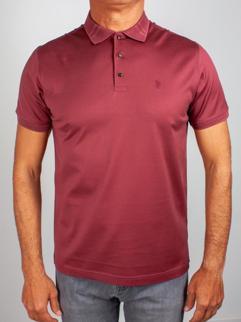 Regular Fit Yaka Detaylı Merserize %100 Pamuk Mürdüm Polo Tişört