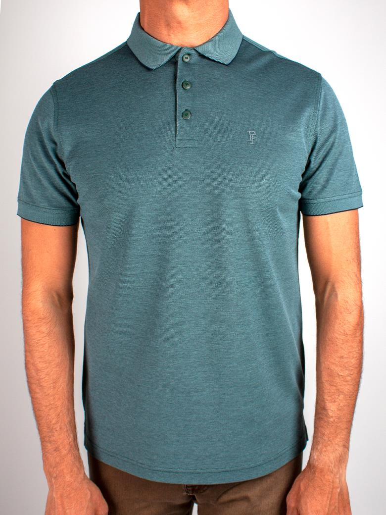 Regular Fit Yaka Detaylı Merserize %100 Pamuk Yeşil Polo Tişört