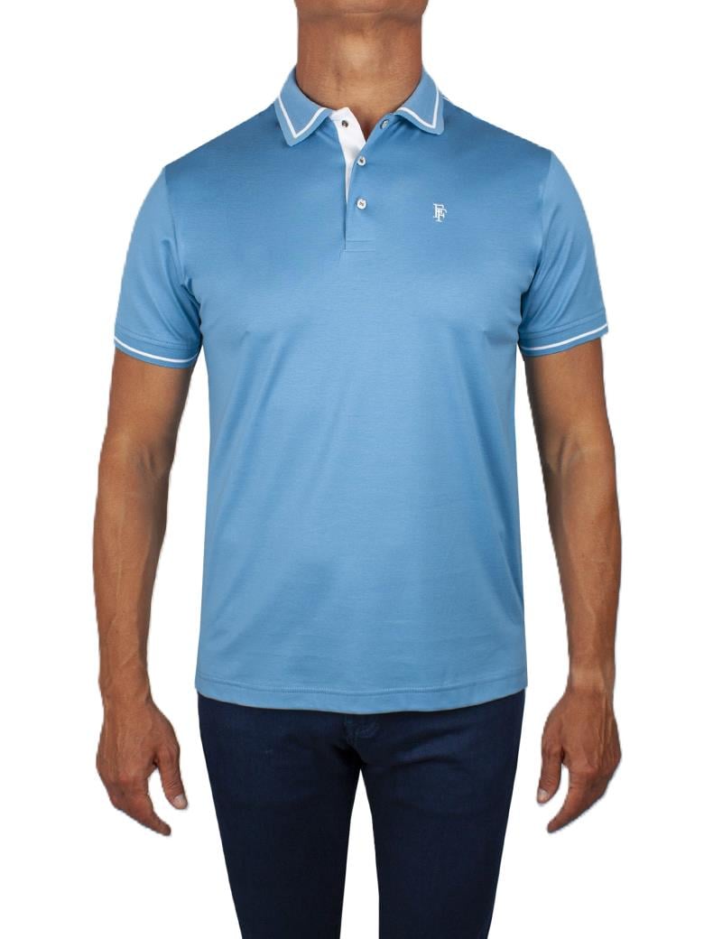 Regular Fit Yaka Detaylı Merserize %100 Pamuk Turkuaz Polo Tişört