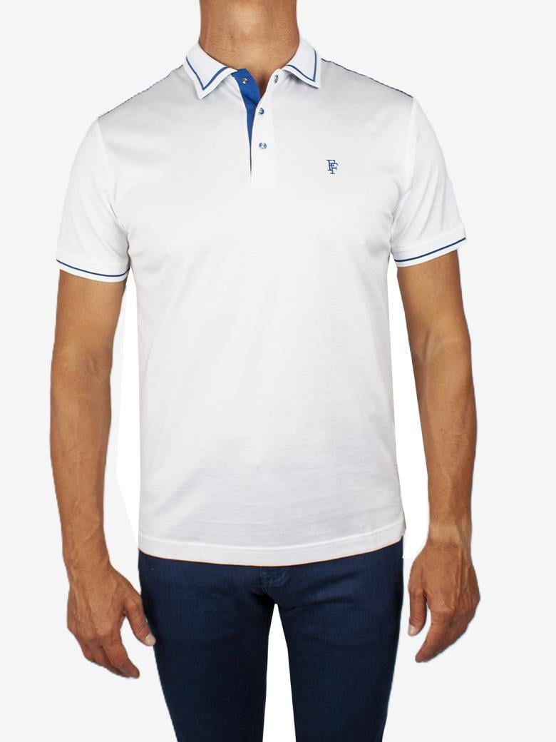 Regular Fit Yaka Detaylı Merserize %100 Pamuk Beyaz Polo Tişört