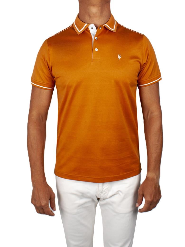 Regular Fit Yaka Detaylı Merserize %100 Pamuk Oranj Polo Tişört