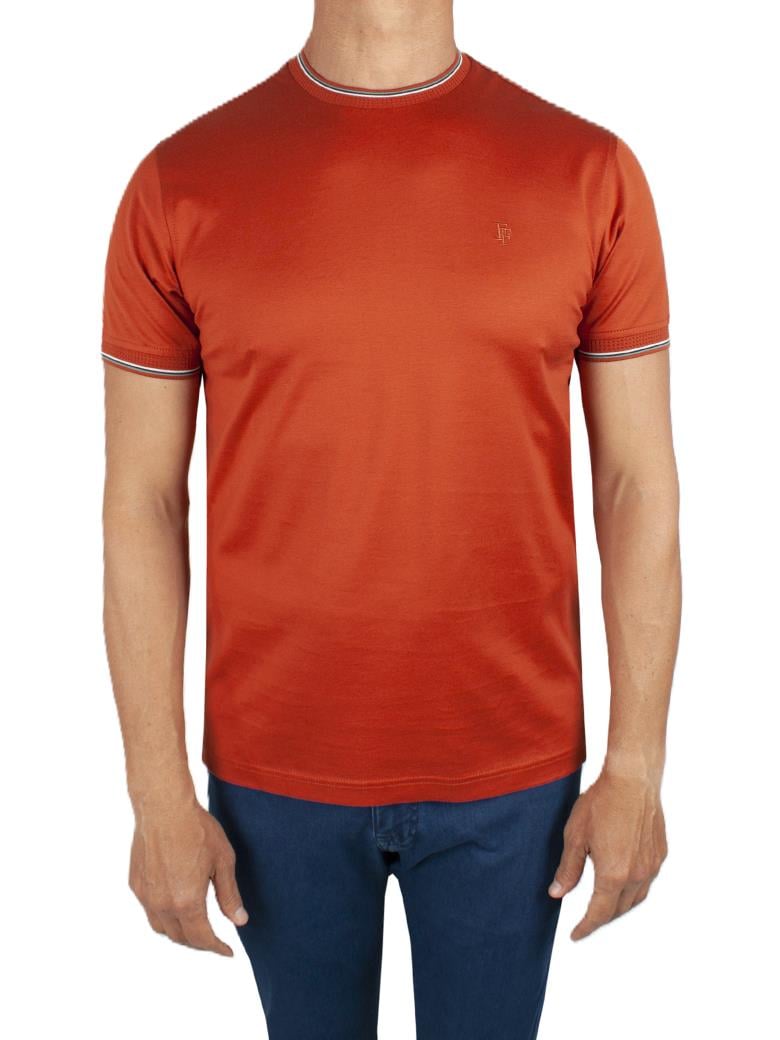 Regular Fit Yaka Detaylı Merserize %100 Pamuk Kiremit Bisiklet Yaka Tişört