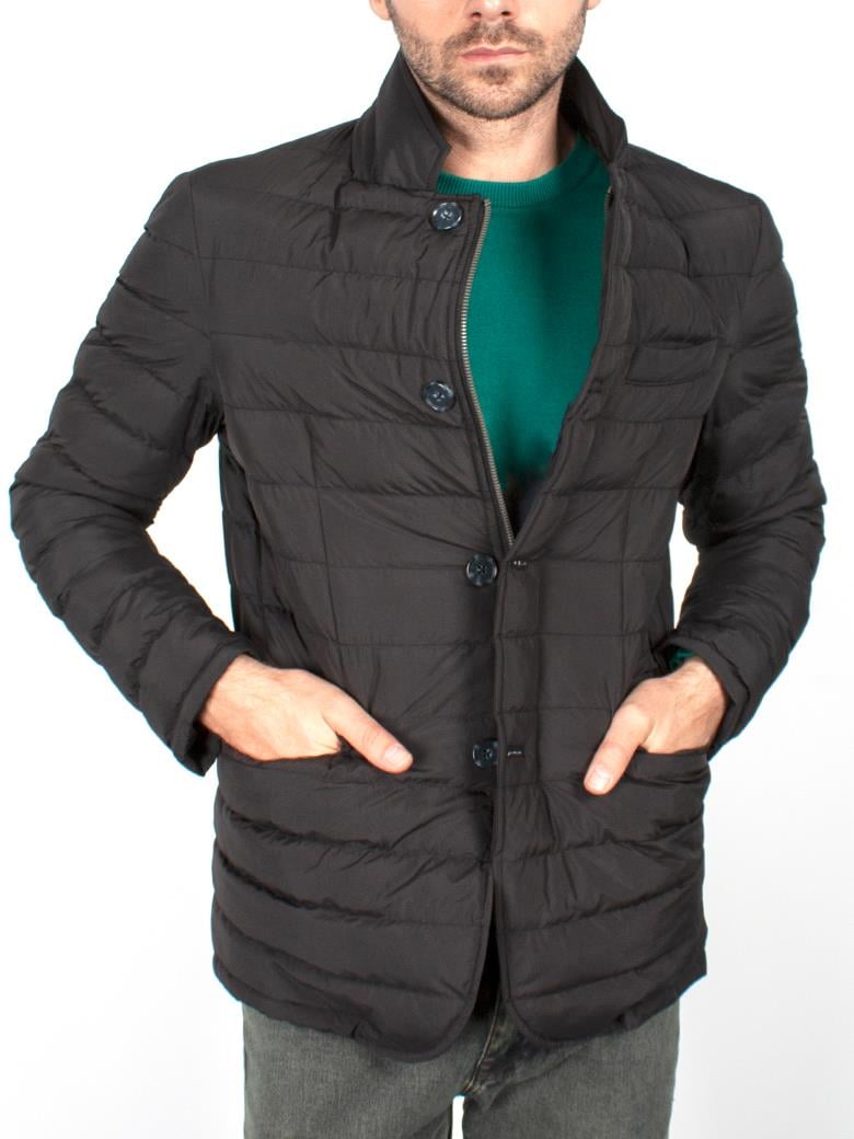 Standart Fit Elyaf Dolgulu Siyah Şişme Mont