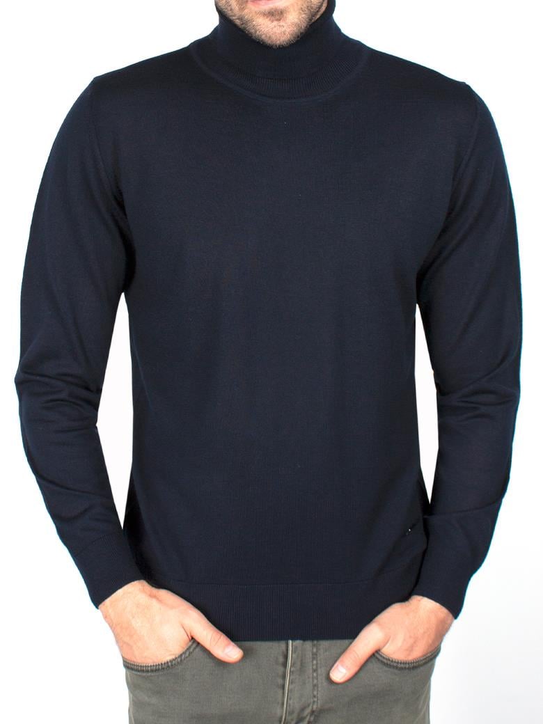 Standart Fit Lacivert Tam Boğazlı Yün Triko