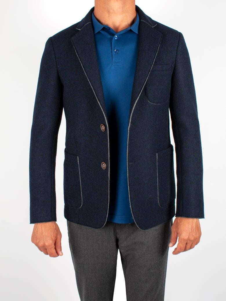 Standart Fit Yün Lacivert Blazer Ceket