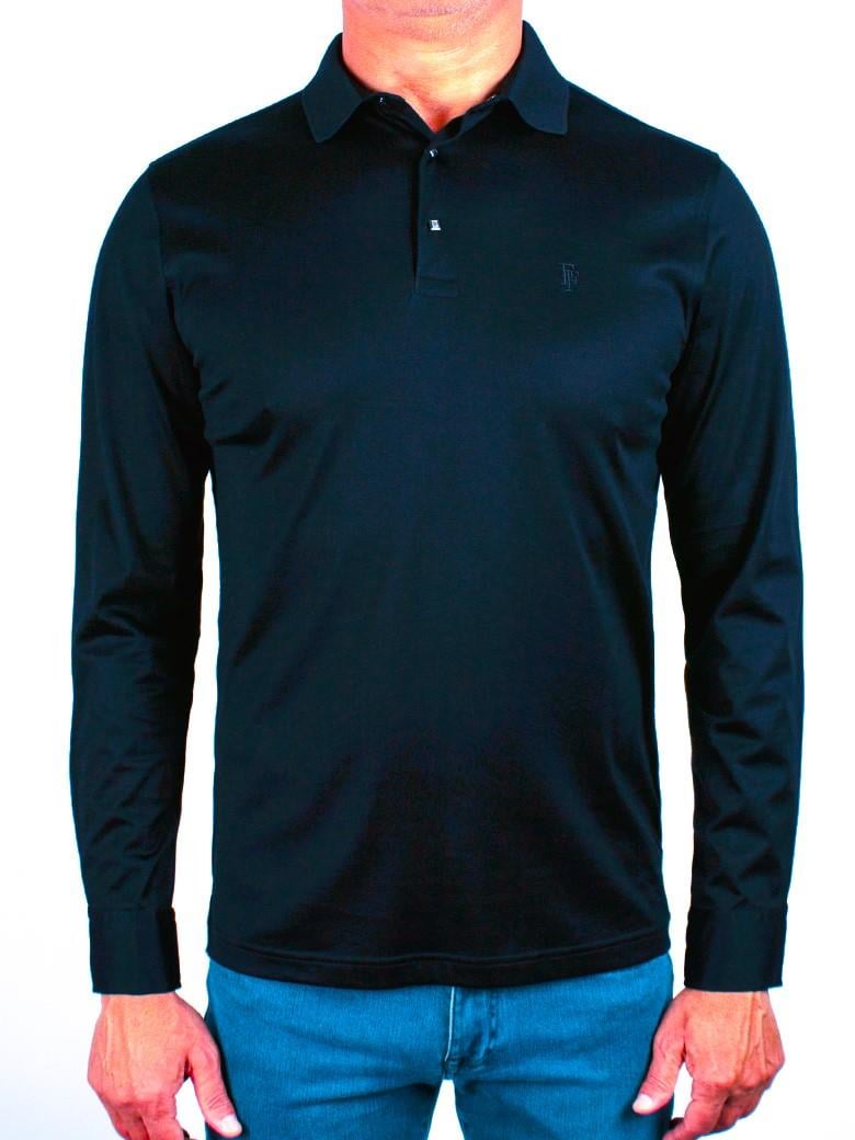 Uzun Kollu Merserize Pamuk Lacivert Polo Shirt