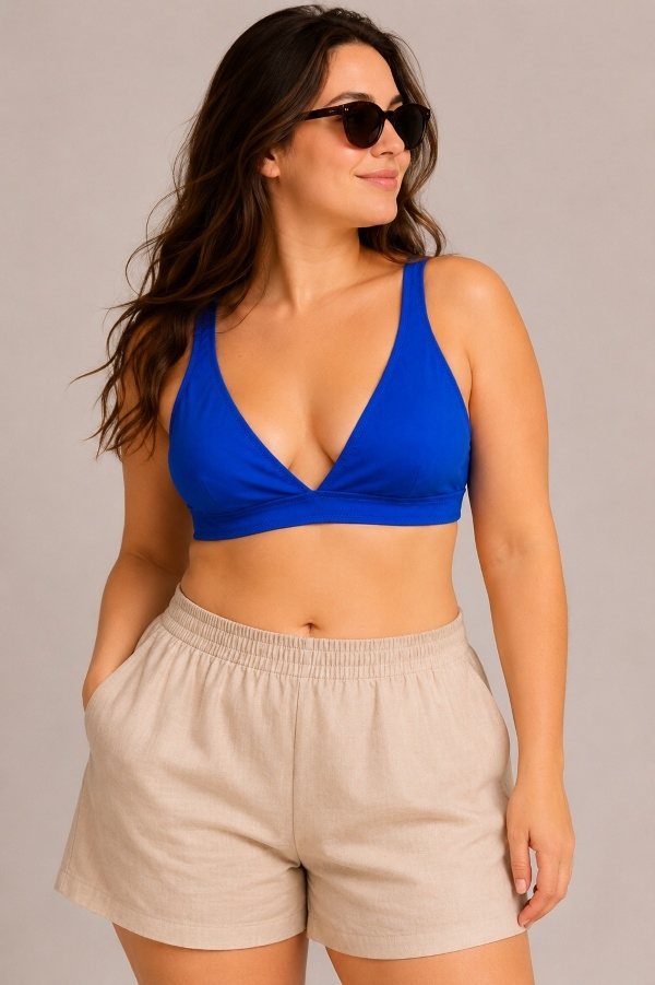 Starinci MayoSaks Mavisi Bralet Bikini Üstü Ayarlanabilir Askılı