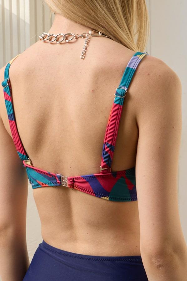 Starinci MayoBikini Takımı Kruvaze Toparlayıcı Lacivert Renk Paletli