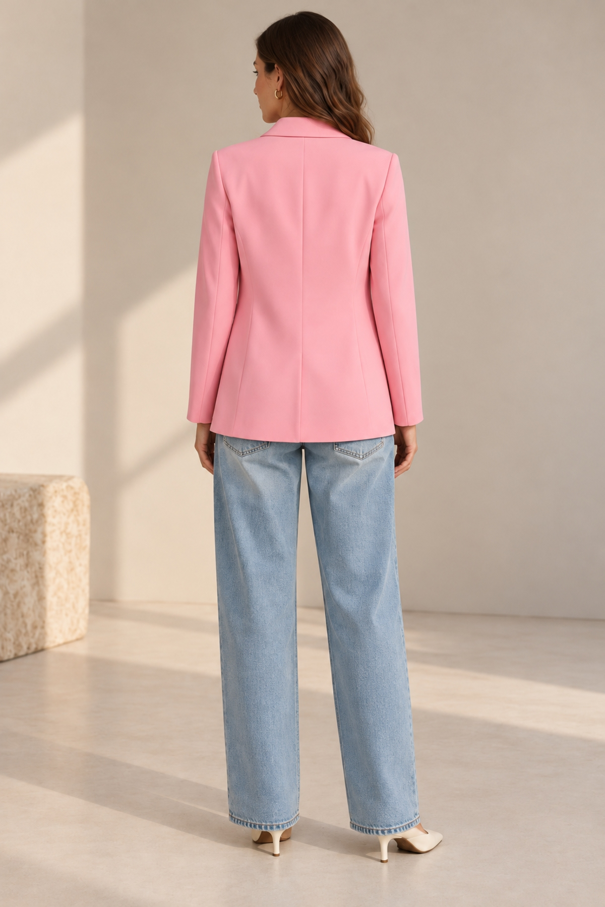StarinciAçık Pembe Tek Düğmeli Slim Fit Kadın Blazer Ceket