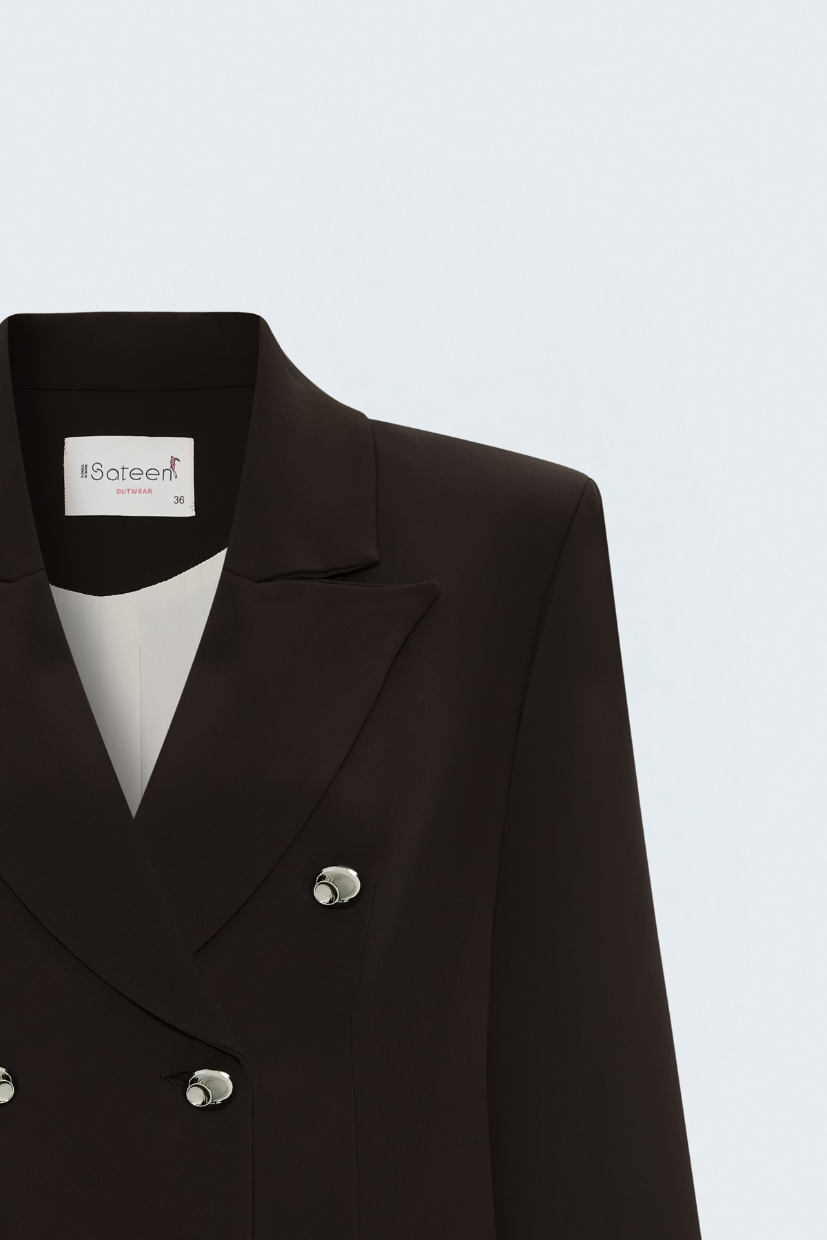 StarinciKahverengi Kruvaze Metal Düğmeli Kadın Blazer Ceket