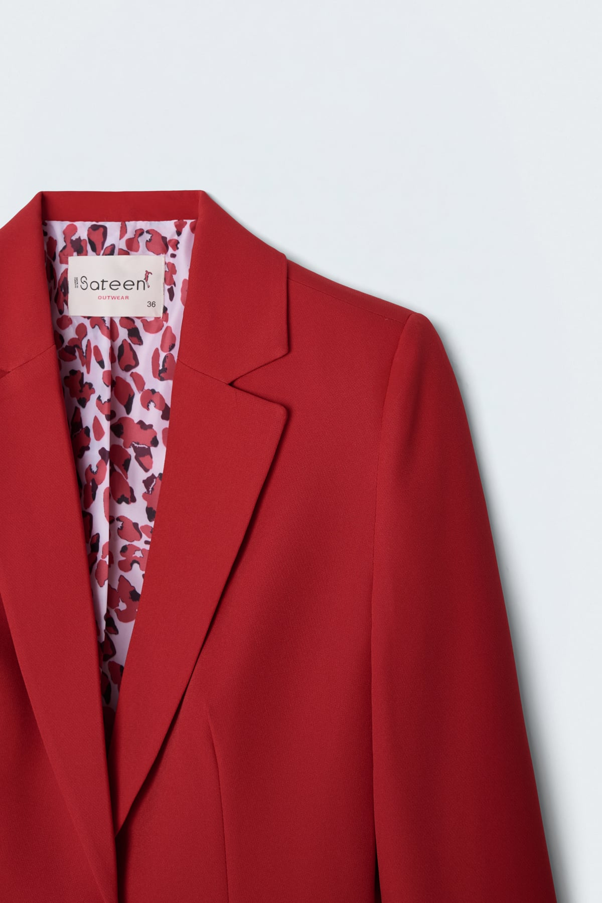 StarinciKırmızı Tek Düğmeli Uzun Blazer Ceket