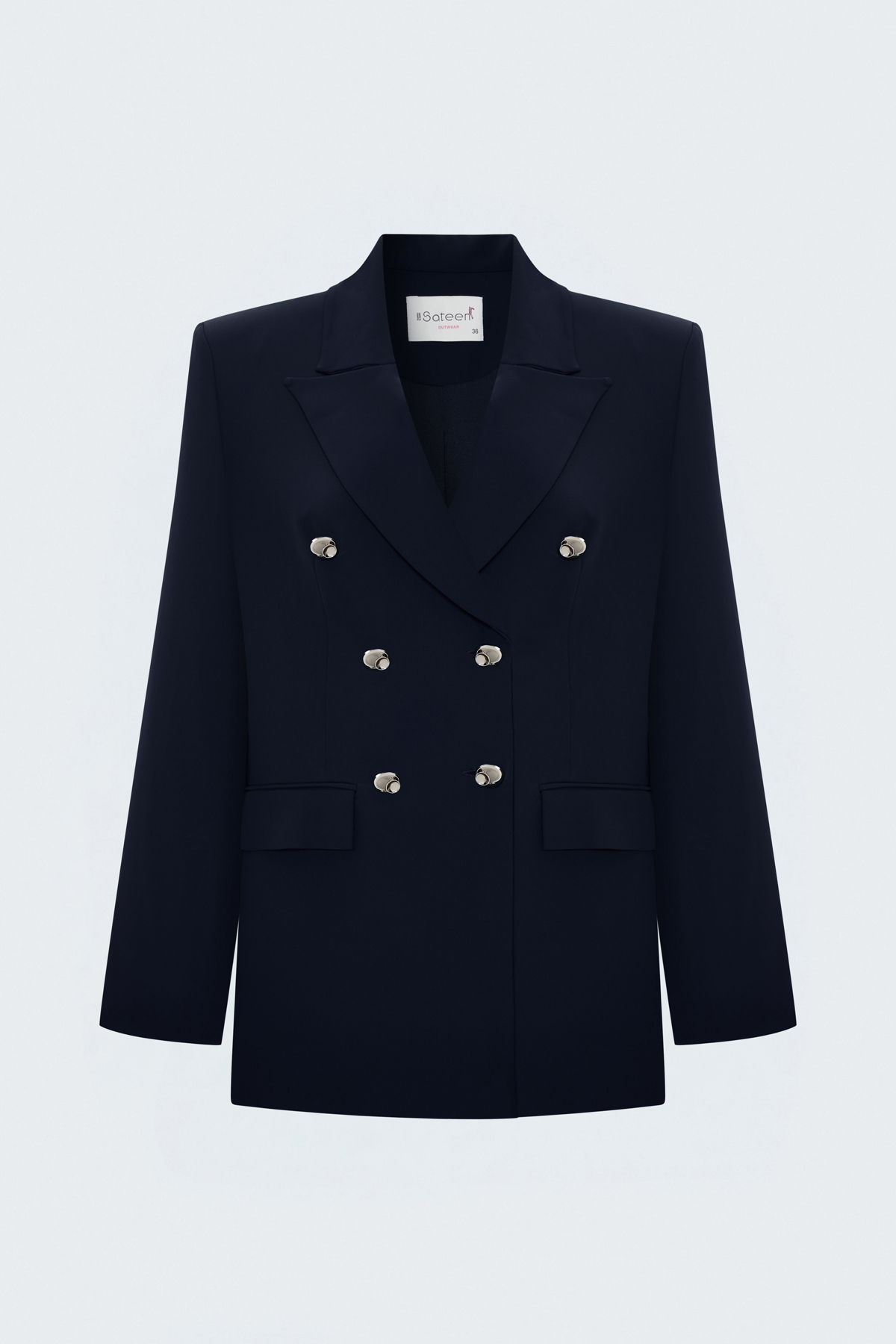 StarinciLacivert Kruvaze Gold Düğmeli Kadın Blazer Ceket