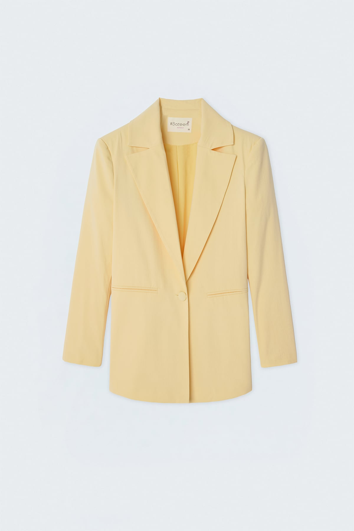 StarinciPastel Sarı Tek Düğmeli Klasik Blazer Ceket