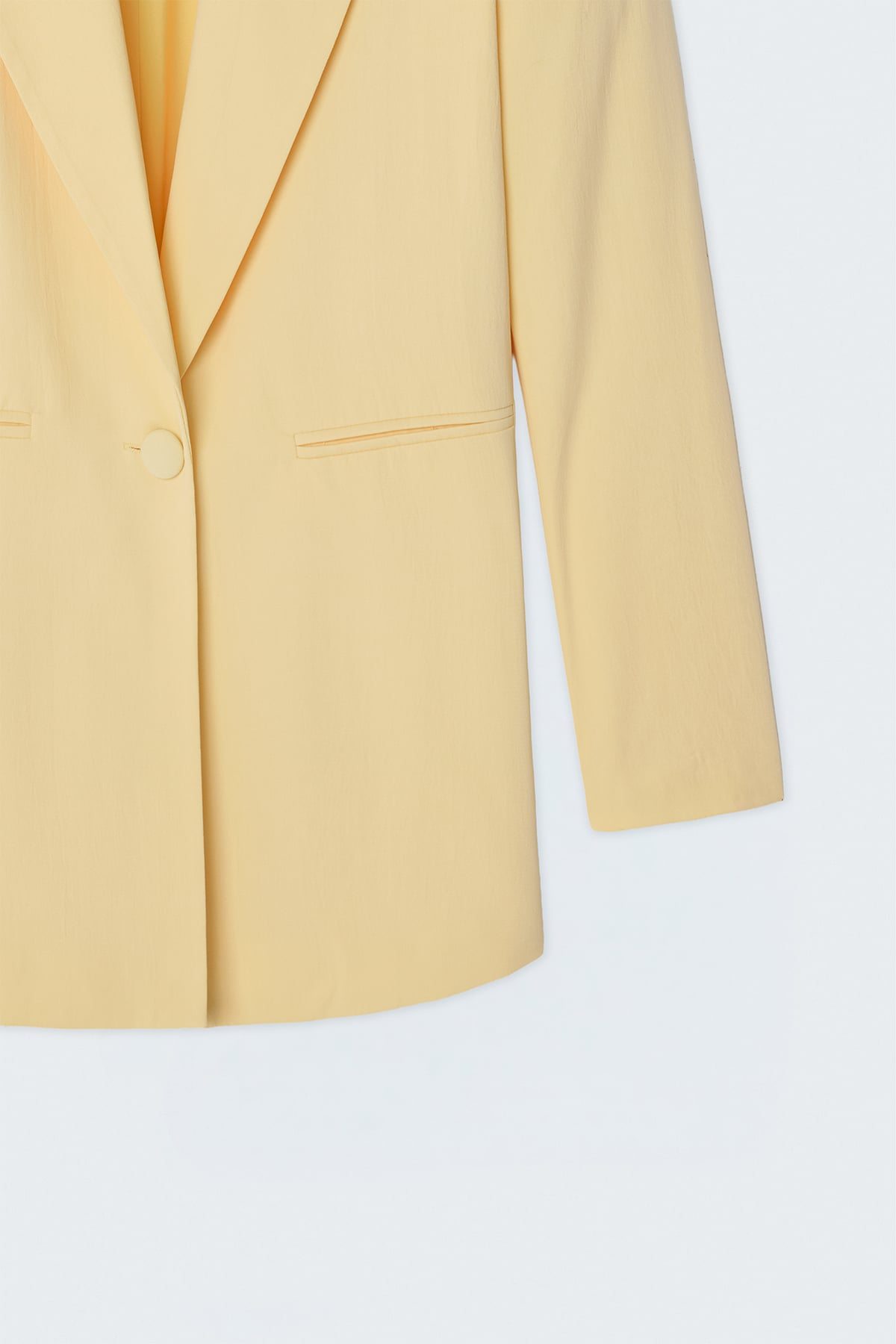 StarinciPastel Sarı Tek Düğmeli Klasik Blazer Ceket
