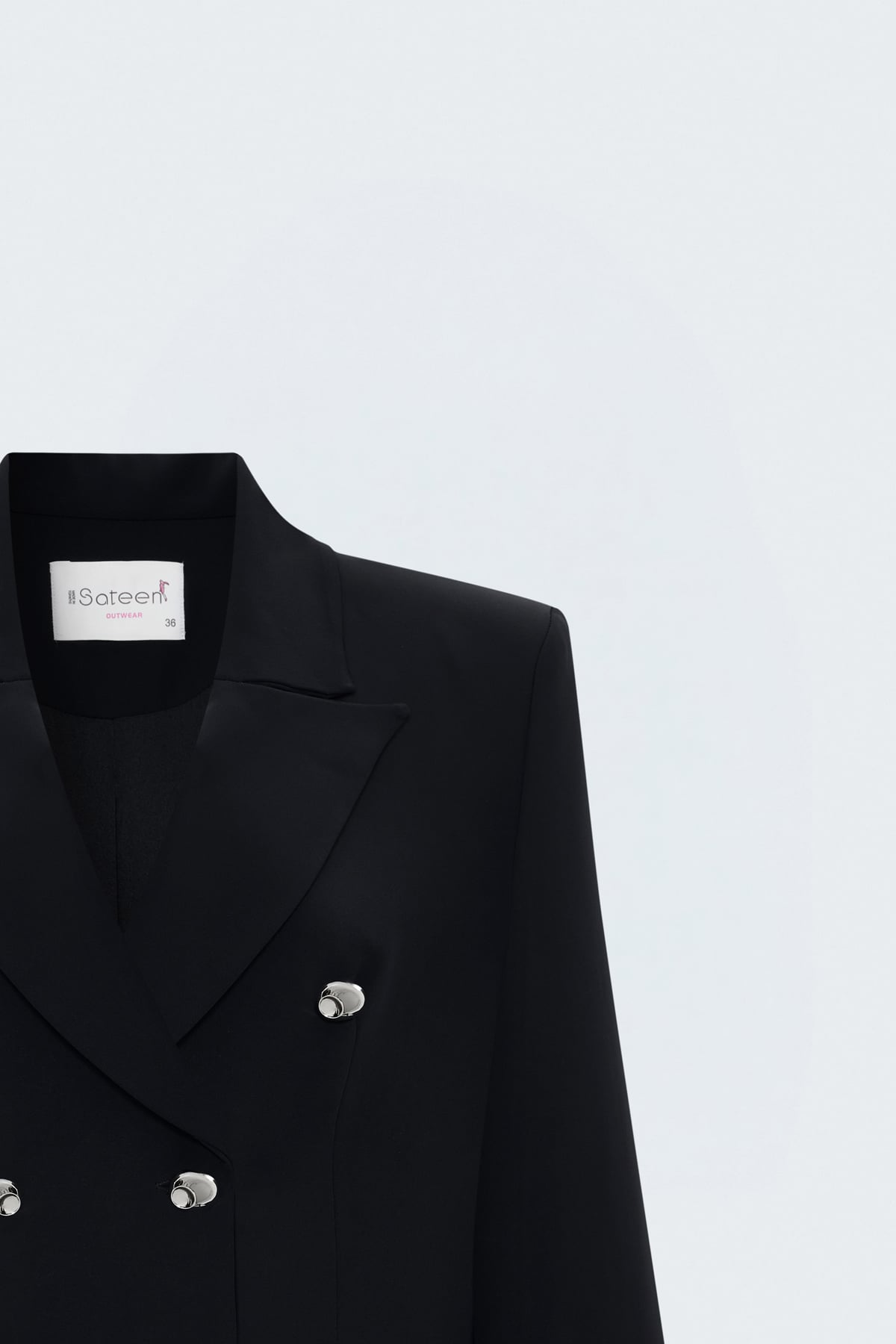 StarinciSiyah Kruvaze Metal Düğmeli Kadın Blazer Ceket