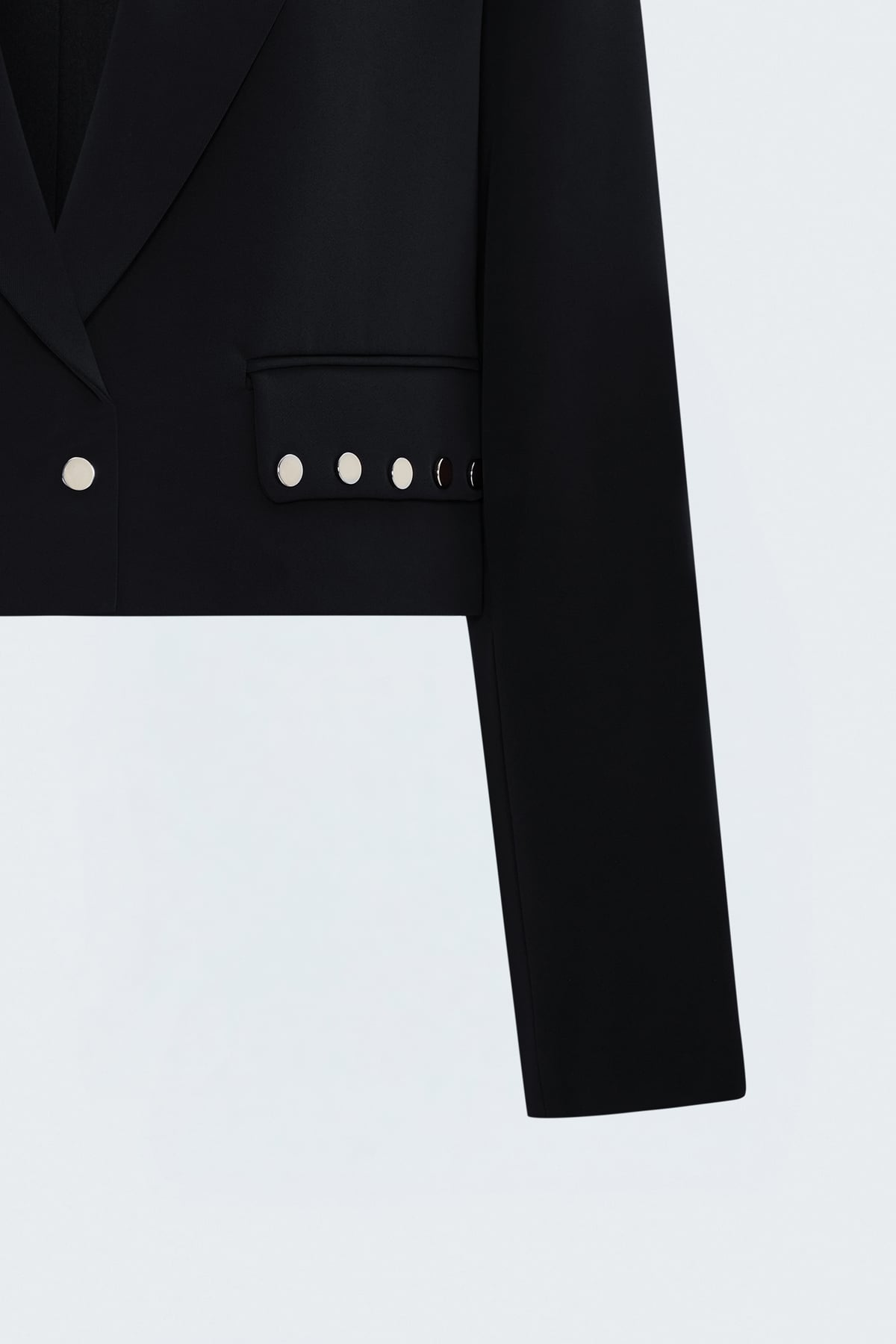 StarinciSiyah Sally Kumaş Kısa Metal Detaylı Kadın Blazer Ceket