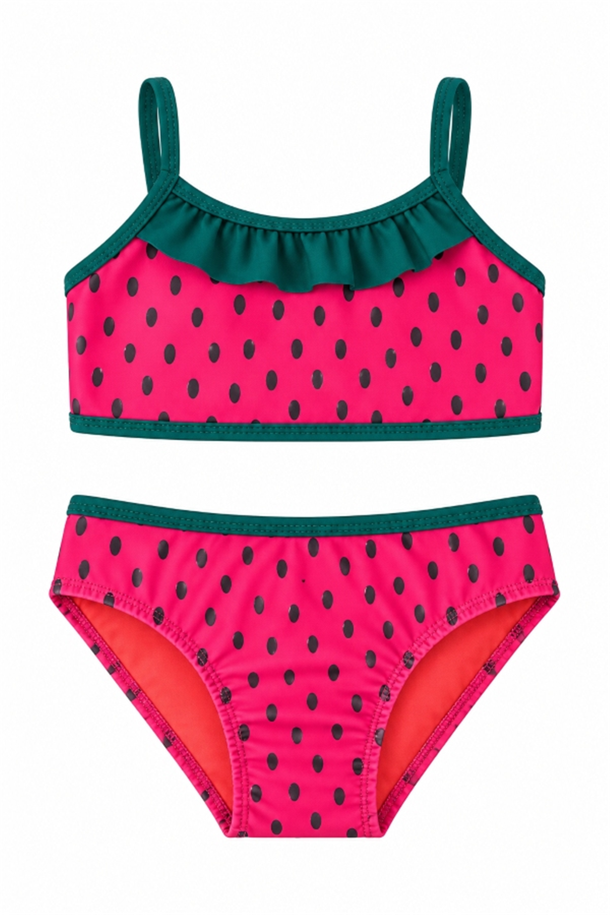 StarinciKarpuz Desenli Fırfırlı Kız Çocuk Bikini Takımı