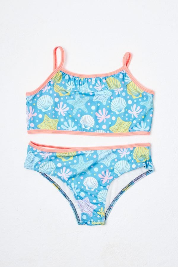 HMMKız Çocuk Bikini Takımı İnce Askılı Deniz Yıldızlı