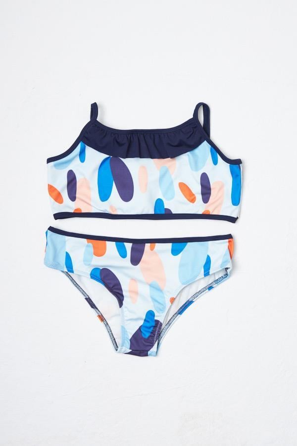 HMMKız Çocuk Bikini Takımı İnce Askılı Tatlı Mavi