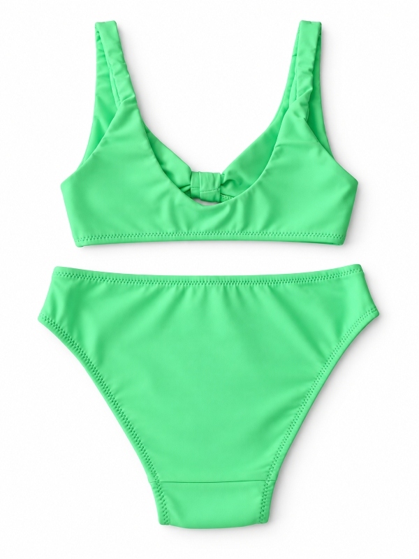 StarinciNeon Yeşil Bağlama Detaylı Kız Çocuk Bikini Takımı