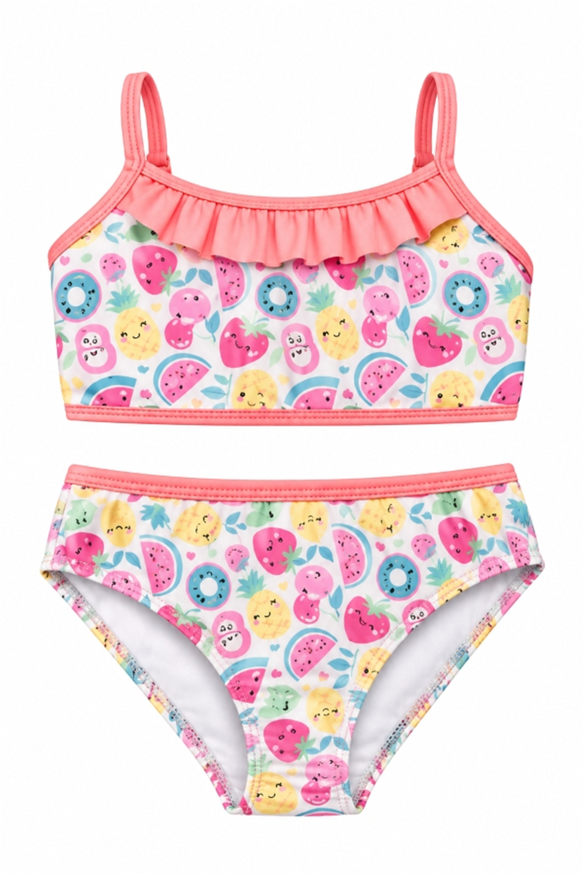 StarinciSevimli Meyve Desenli Fırfırlı Kız Çocuk Bikini Takımı
