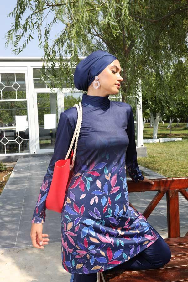 Starinci MayoStarinci Uzun Kollu Tam Kapalı Likra Tesettür Mayo Lacivert