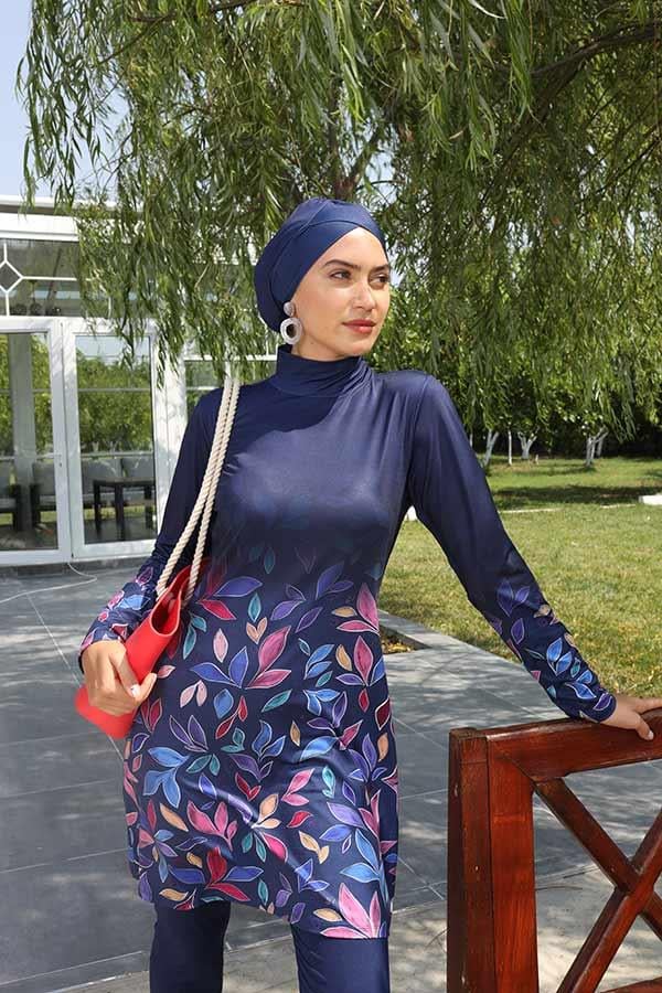 Starinci MayoStarinci Uzun Kollu Tam Kapalı Likra Tesettür Mayo Lacivert