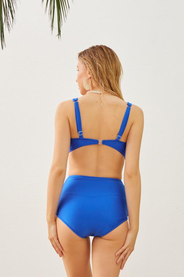 Starinci MayoBüyük Beden Kaplı Bikini Takımı Mavi Kurdela Detaylı
