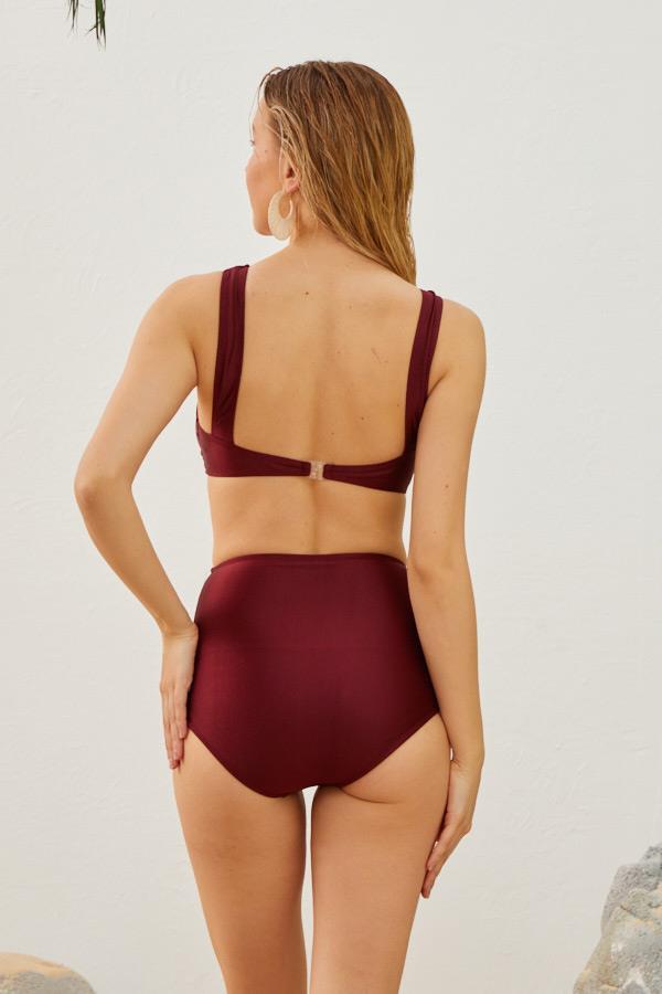 Starinci MayoStarinci Toparlayıcı Bikini Takımı Bordo Yüksek Bel 