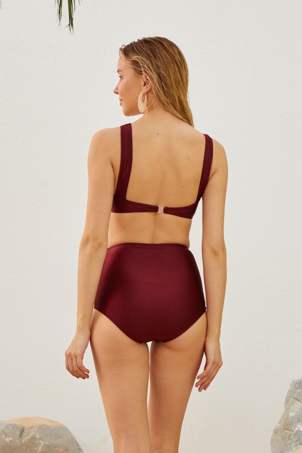 Starinci MayoStarinci Toparlayıcı Bikini Takımı Bordo Yüksek Bel 