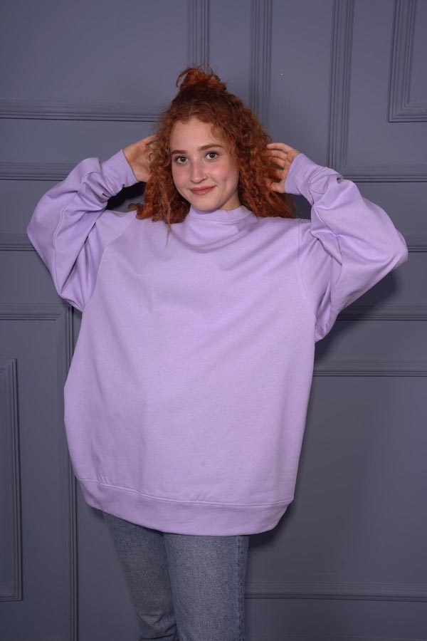 Starinci MayoStarinci Kadın Oversize Basic Sweatshirt Tunik Mor